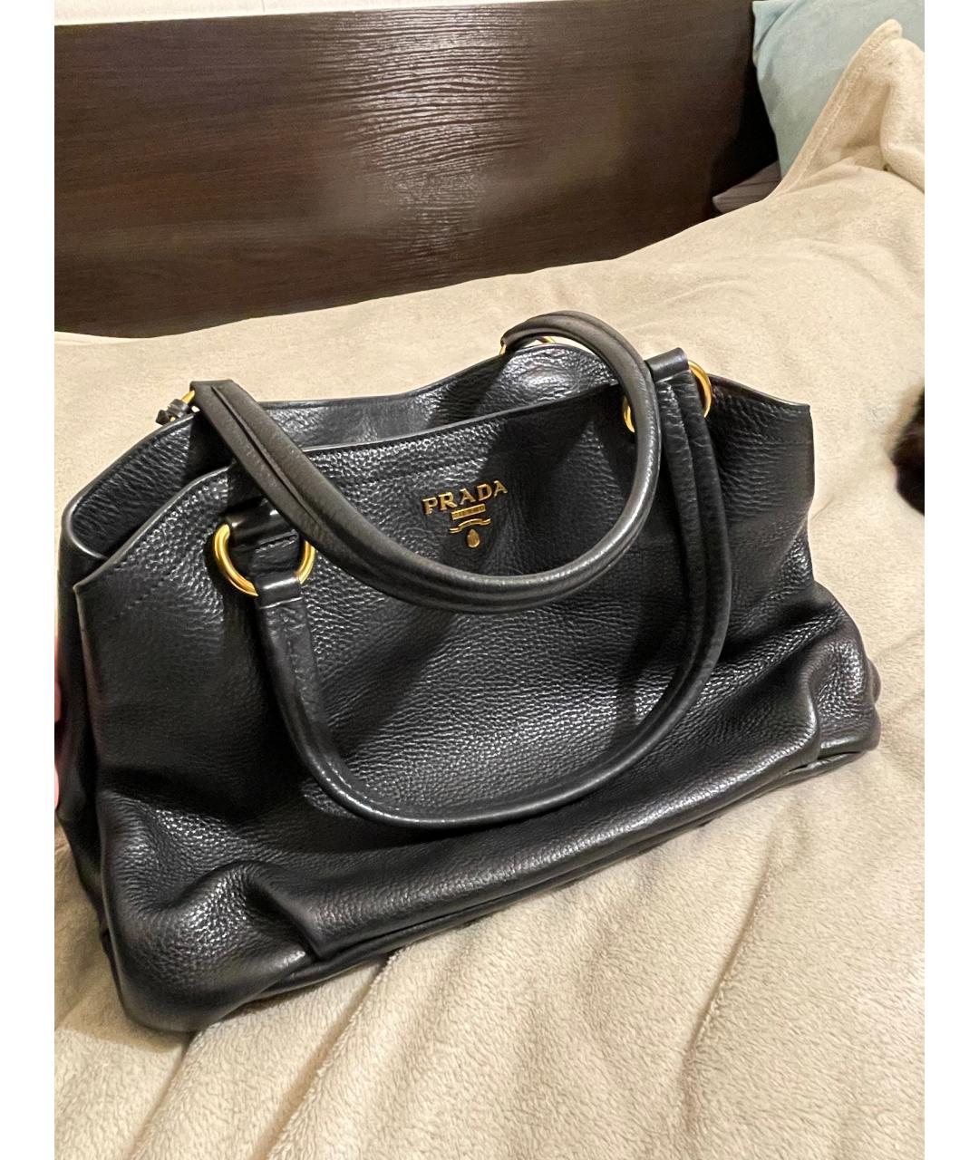 PRADA Черная кожаная сумка с короткими ручками, фото 10