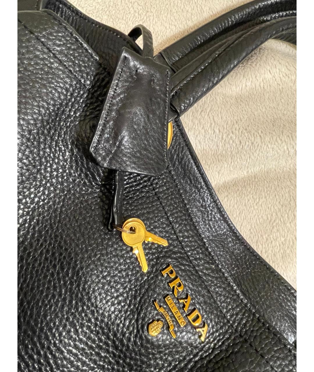 PRADA Черная кожаная сумка с короткими ручками, фото 6