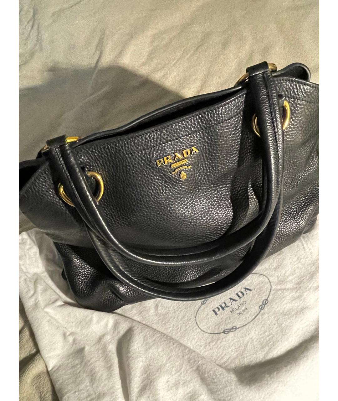 PRADA Черная кожаная сумка с короткими ручками, фото 9