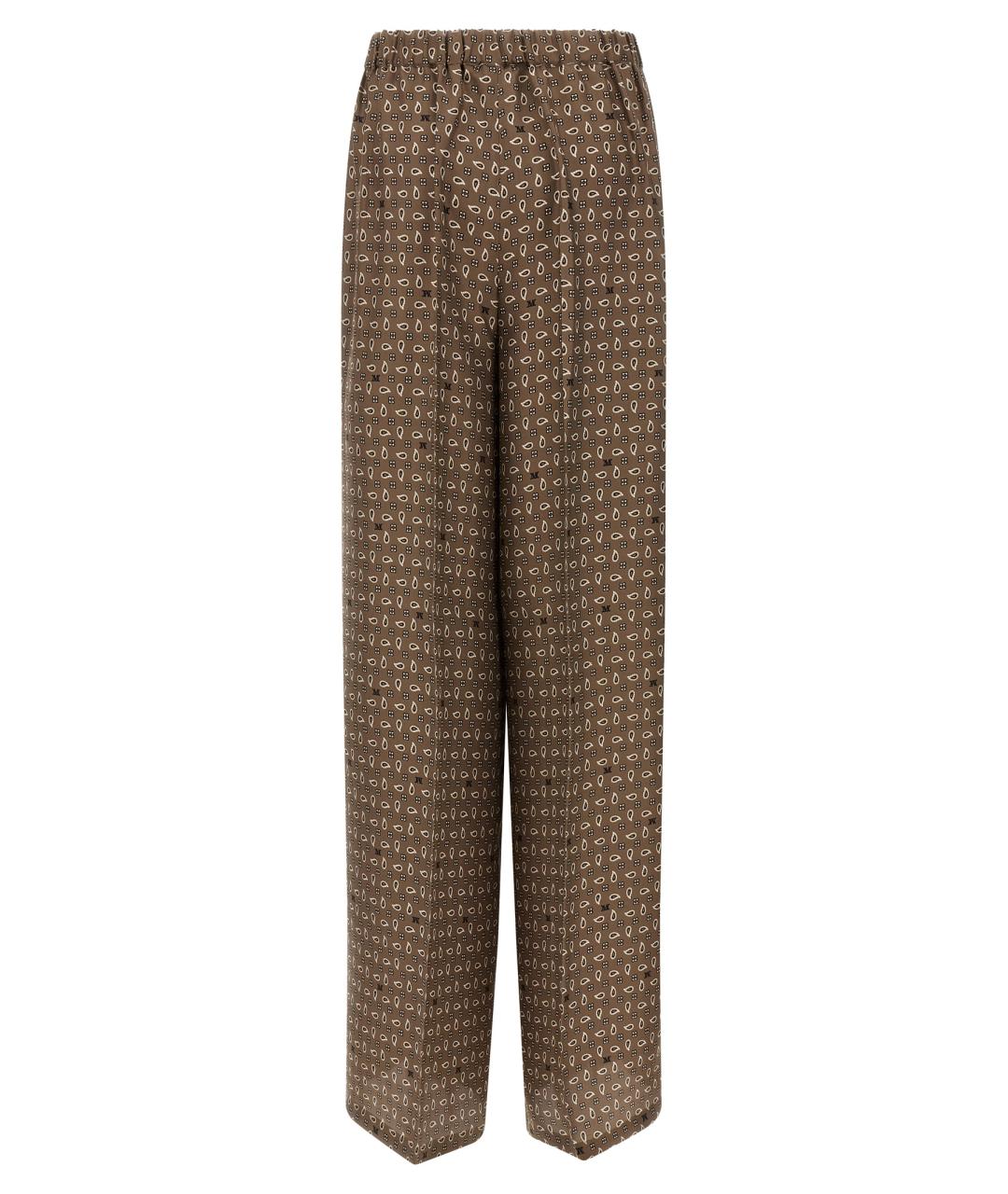 MAX MARA Коричневые шелковые прямые брюки, фото 2