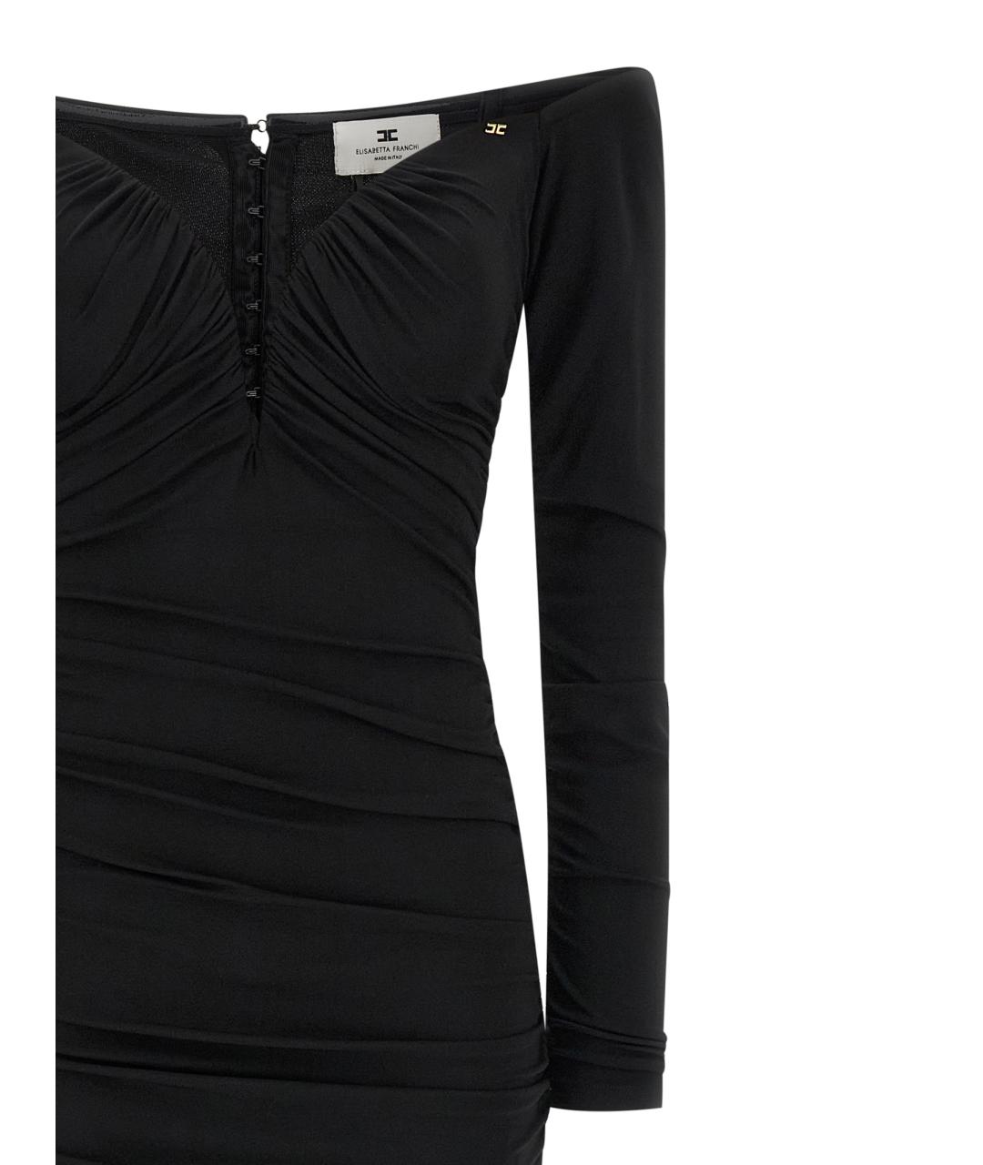 ELISABETTA FRANCHI Черное вискозное вечернее платье, фото 3