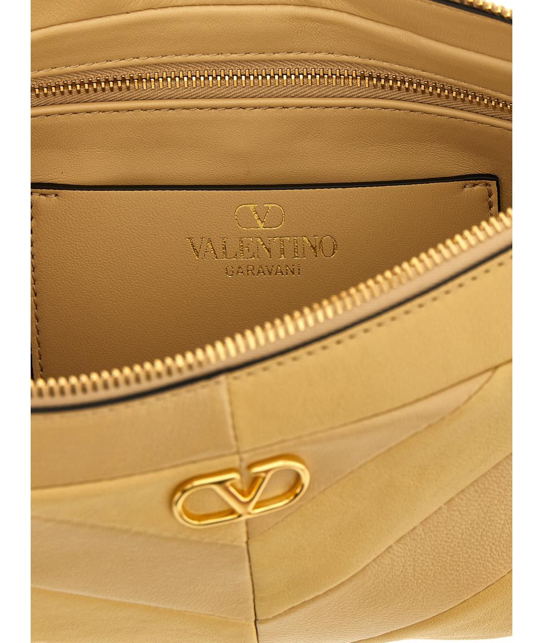 VALENTINO Бежевая кожаная сумка через плечо, фото 4