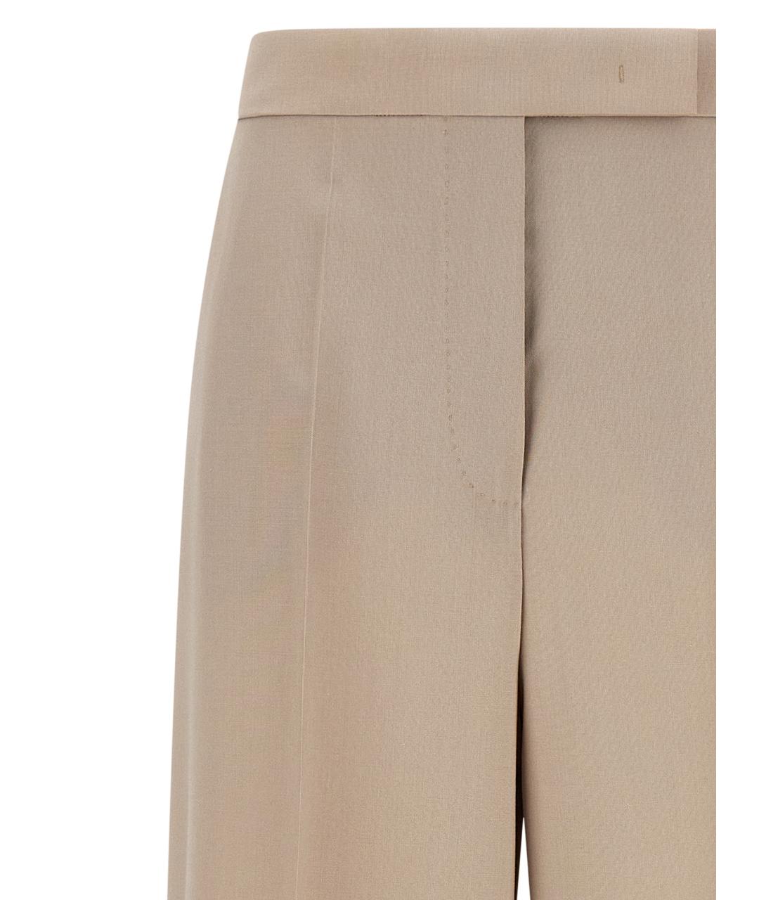MAX MARA Бежевые шерстяные прямые брюки, фото 3