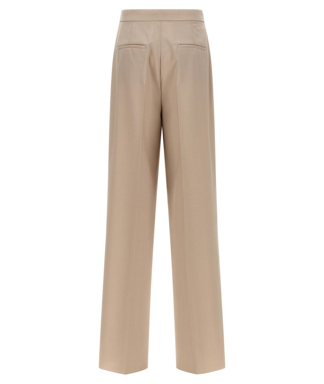 MAX MARA Бежевые шерстяные прямые брюки, фото 2