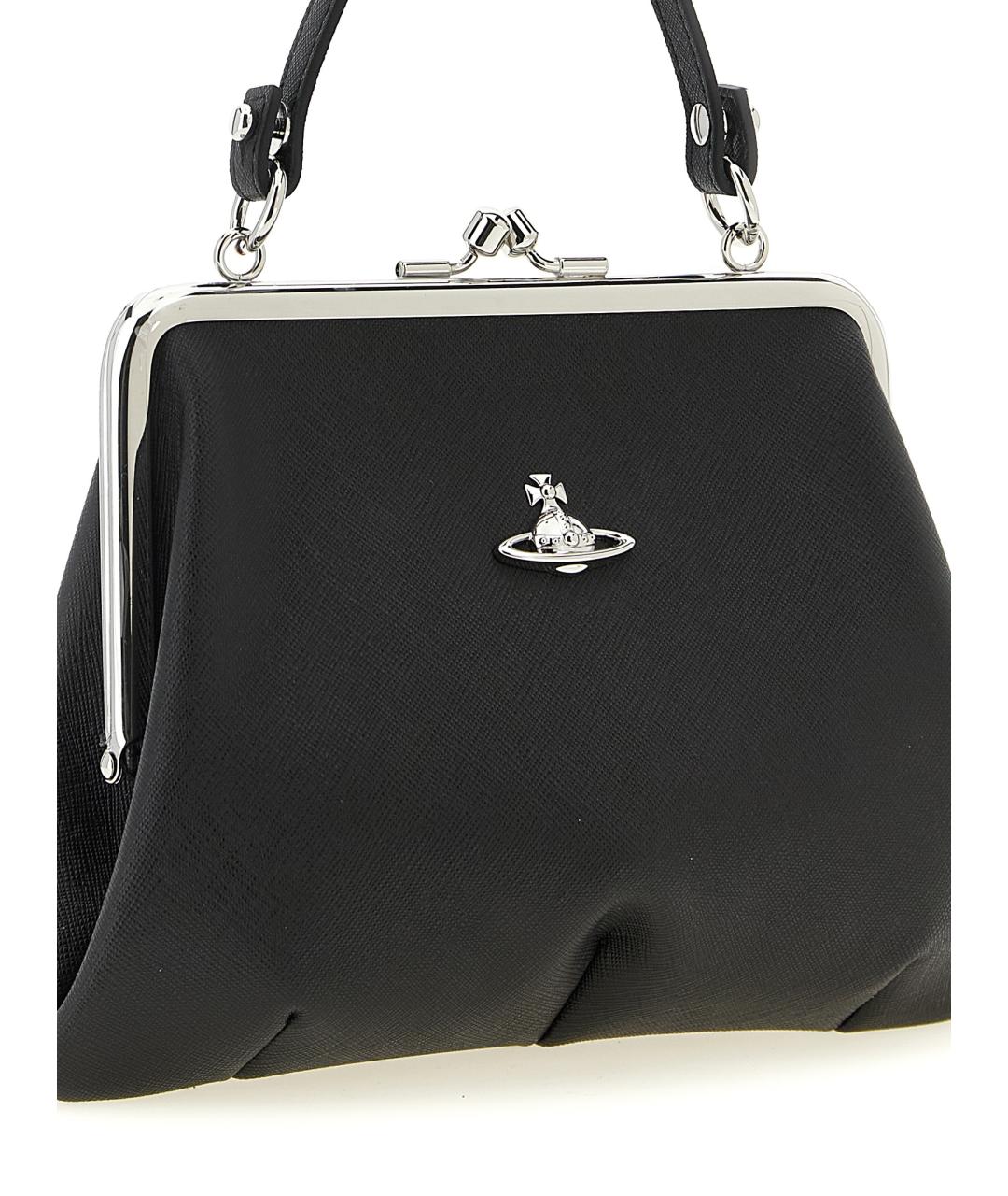 VIVIENNE WESTWOOD Черная сумка с короткими ручками из искусственной кожи, фото 3