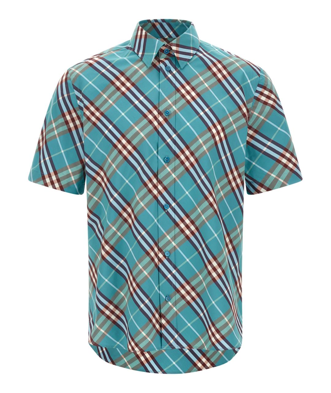 BURBERRY Голубая хлопковая кэжуал рубашка, фото 1