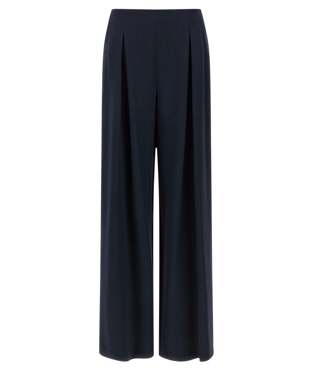 MAX MARA Темно-синие шелковые прямые брюки, фото 1
