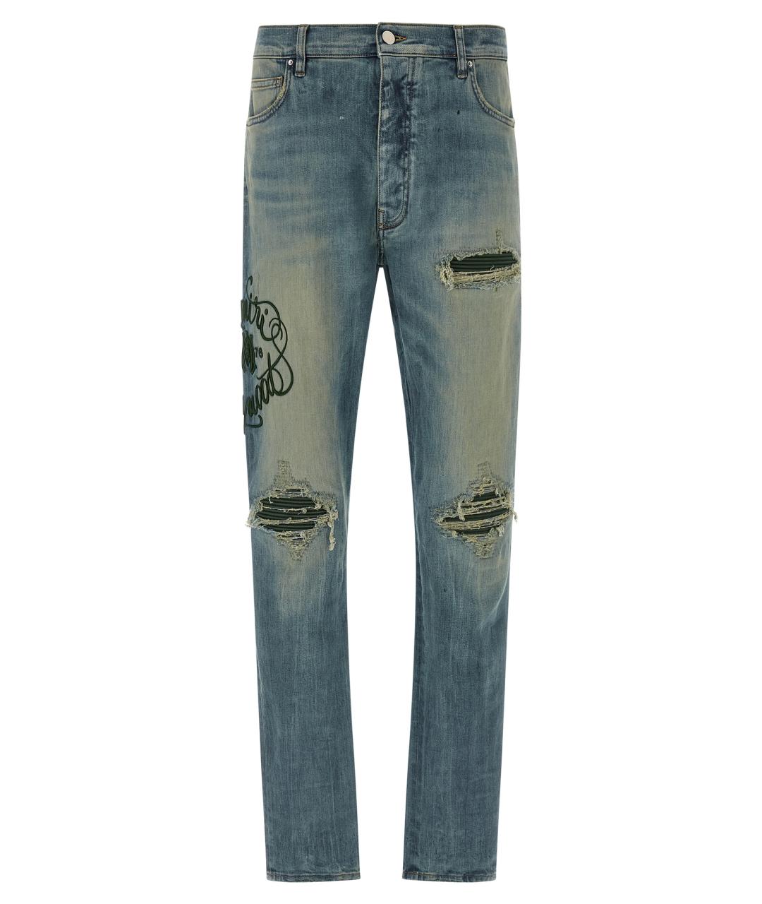 AMIRI Синие хлопковые джинсы скинни, фото 1