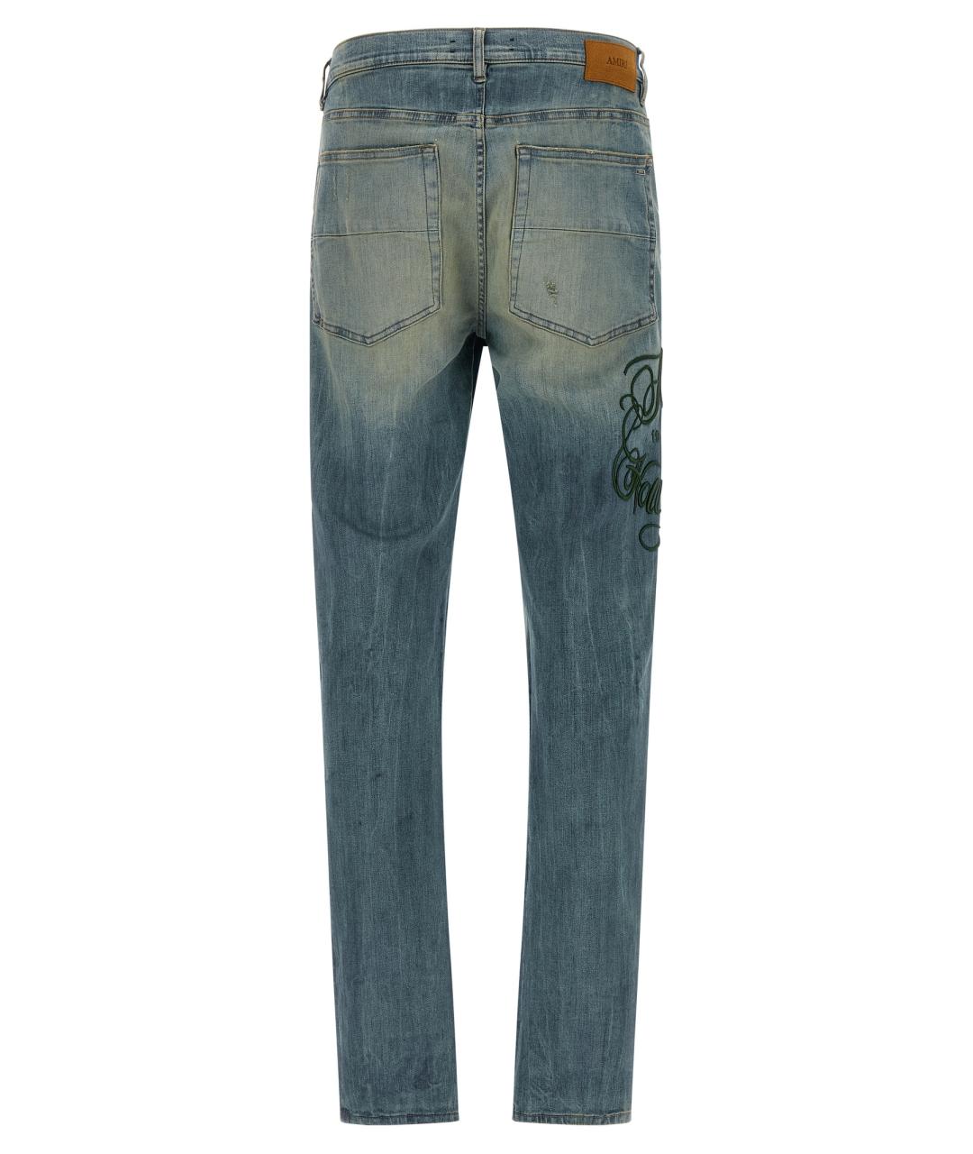 AMIRI Синие хлопковые джинсы скинни, фото 2