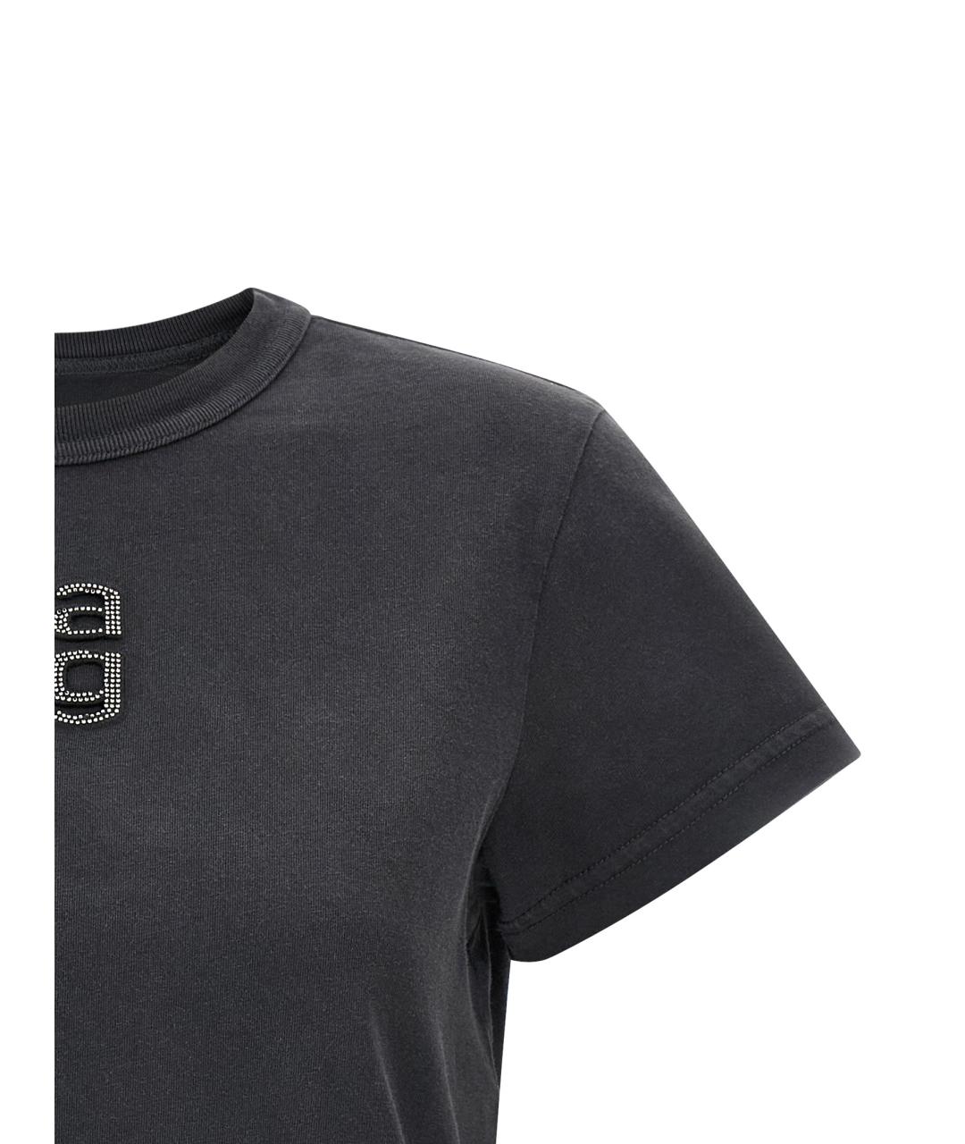 T BY ALEXANDER WANG Черная хлопковая футболка, фото 3