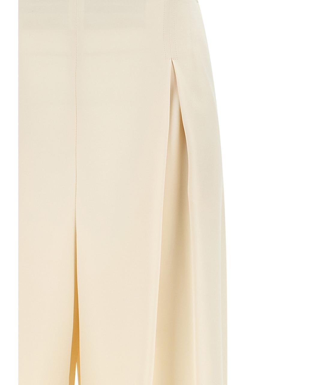 MAX MARA Бежевые шелковые прямые брюки, фото 3