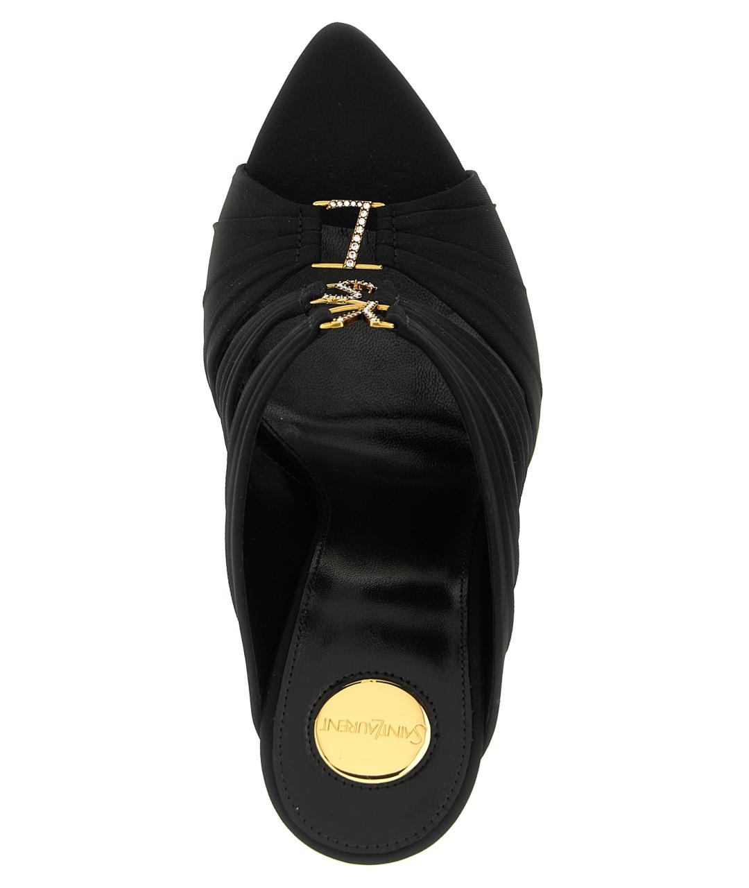 SAINT LAURENT Черные синтетические мюли, фото 4