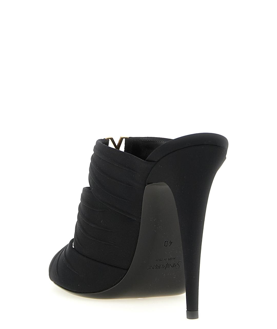 SAINT LAURENT Черные синтетические мюли, фото 3