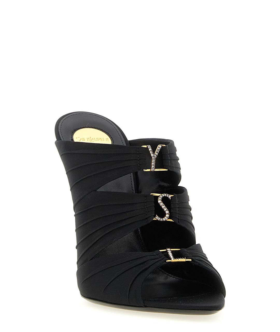 SAINT LAURENT Черные синтетические мюли, фото 2