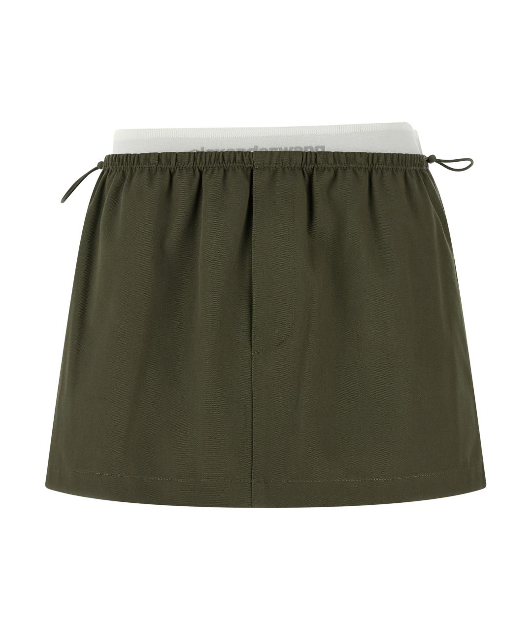 ALEXANDER WANG Зеленая хлопковая юбка мини, фото 1