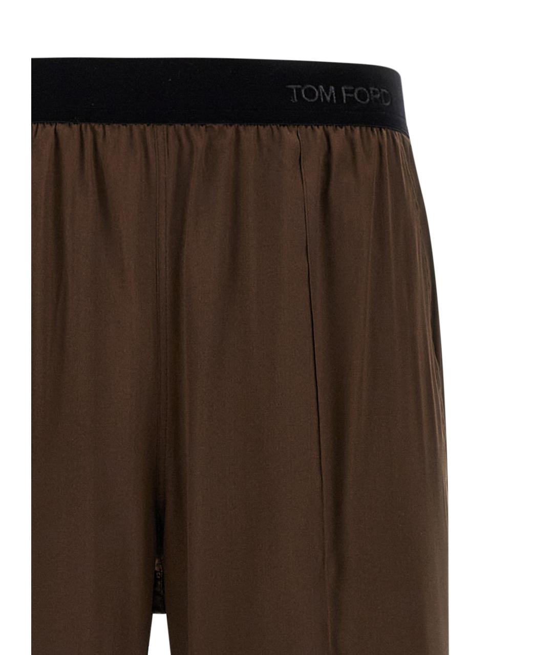 TOM FORD Коричневые шелковые прямые брюки, фото 3