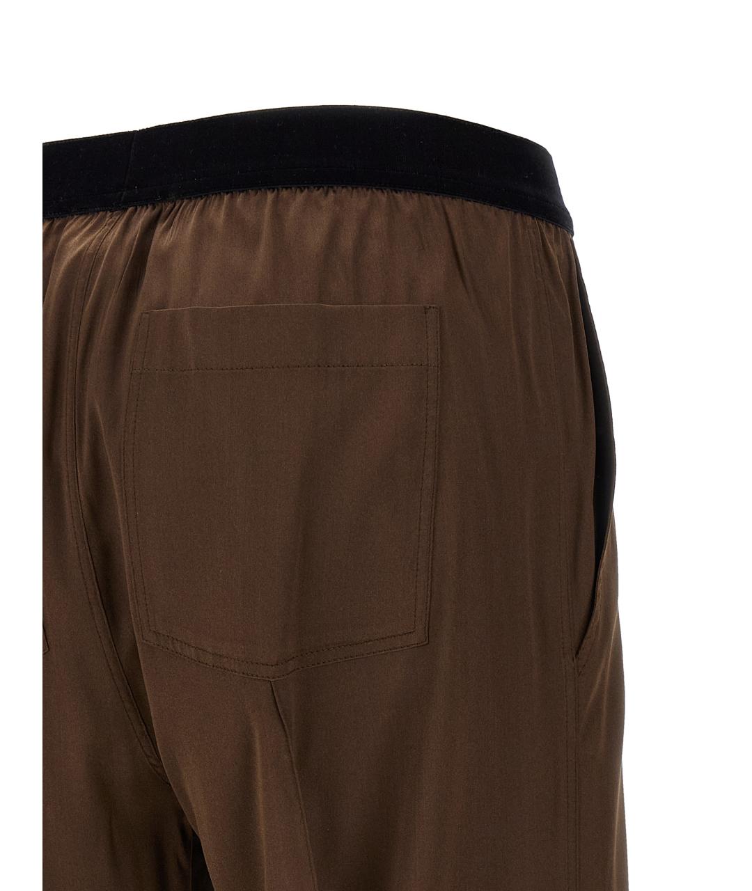 TOM FORD Коричневые шелковые прямые брюки, фото 4
