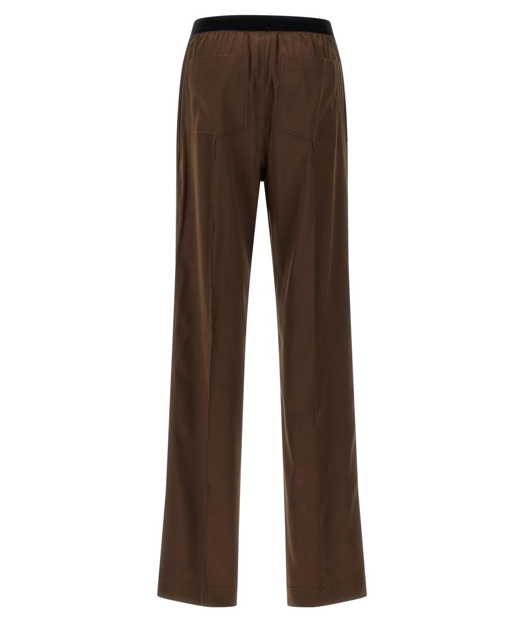 TOM FORD Коричневые шелковые прямые брюки, фото 2