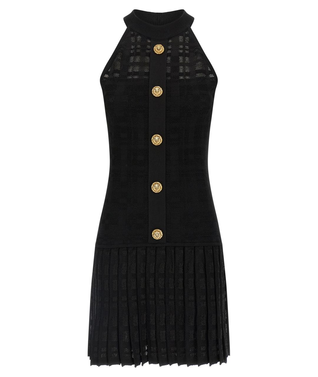 BALMAIN Черное вискозное коктейльное платье, фото 1