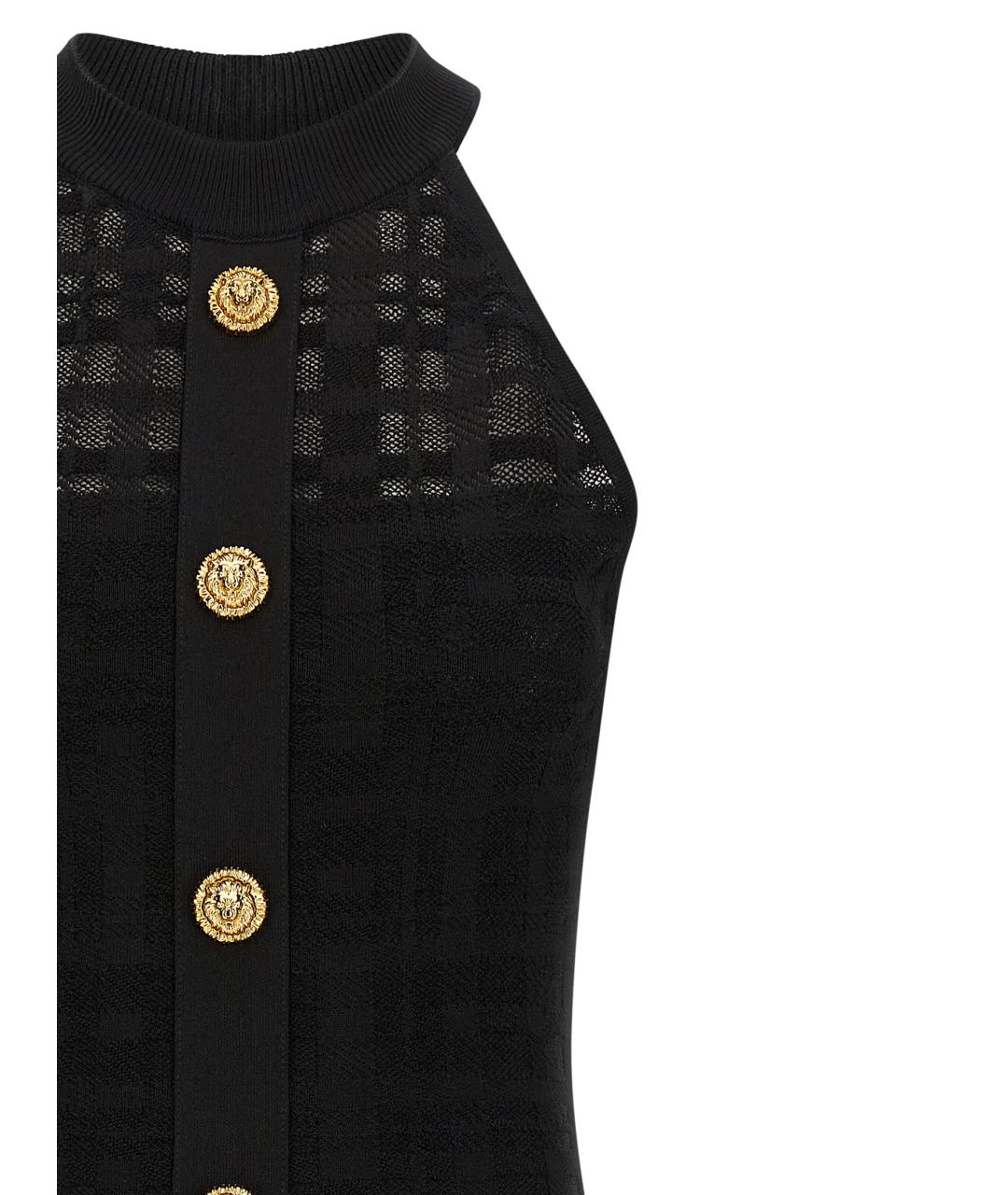 BALMAIN Черное вискозное коктейльное платье, фото 3