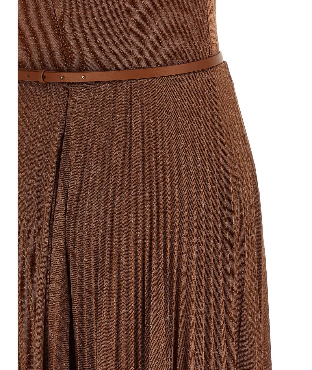 ELISABETTA FRANCHI Коричневое вискозное вечернее платье, фото 4