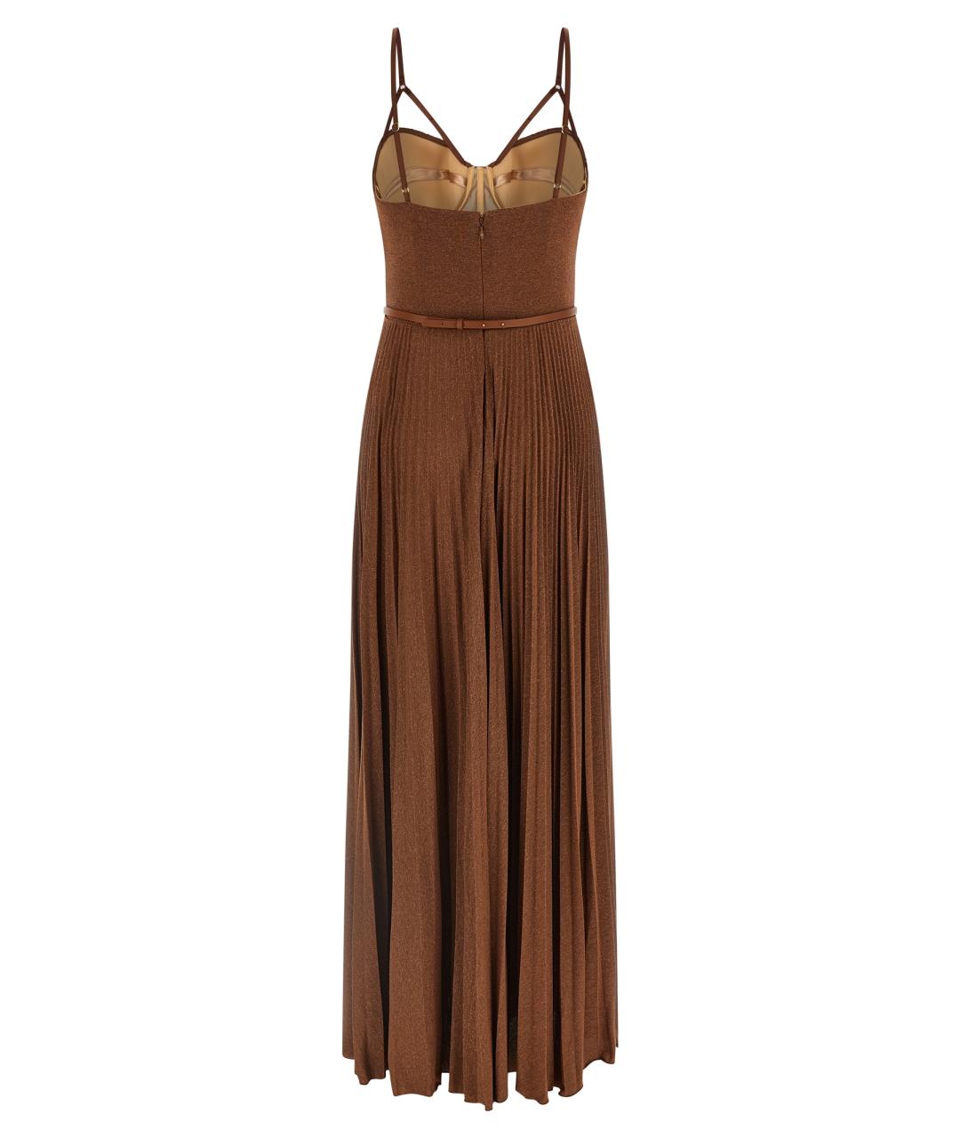 ELISABETTA FRANCHI Коричневое вискозное вечернее платье, фото 2