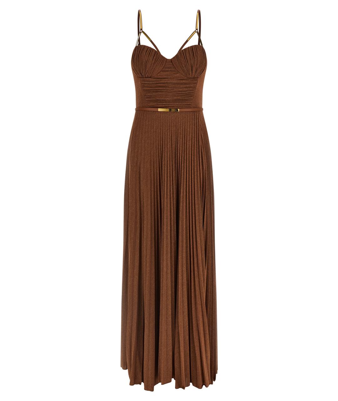 ELISABETTA FRANCHI Коричневое вискозное вечернее платье, фото 1