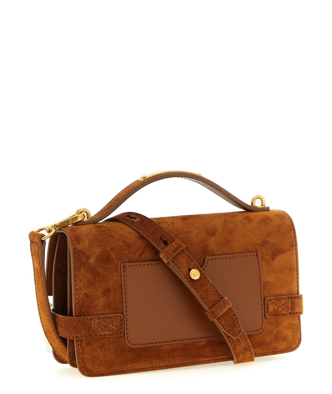 BALMAIN Коричневая замшевая сумка с короткими ручками, фото 2