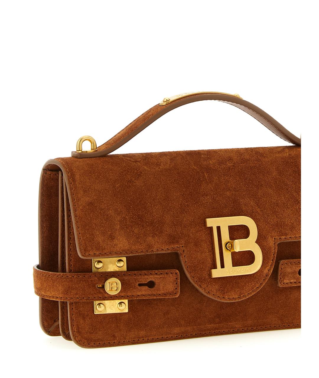 BALMAIN Коричневая замшевая сумка с короткими ручками, фото 3