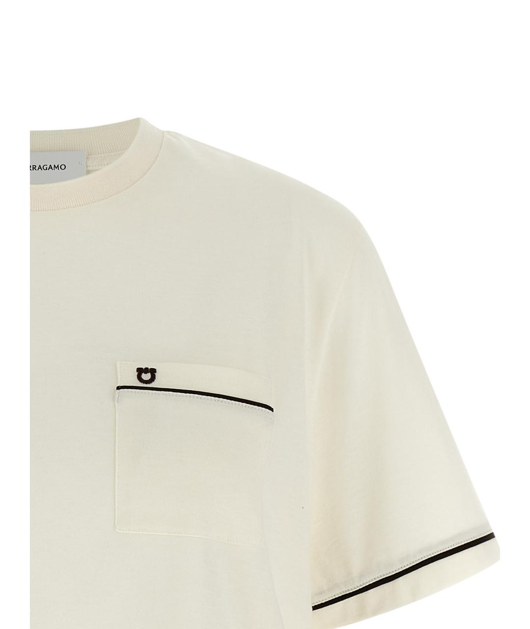 FERRAGAMO Белая хлопковая футболка, фото 3