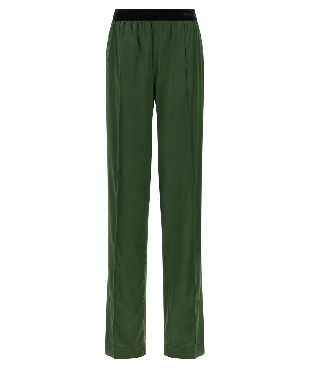 TOM FORD Зеленые шелковые прямые брюки, фото 1