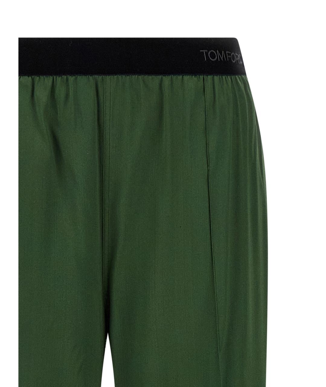 TOM FORD Зеленые шелковые прямые брюки, фото 3