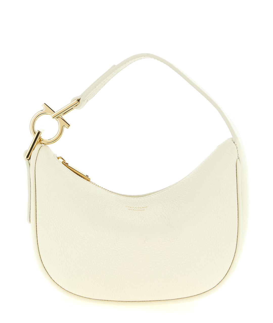 FERRAGAMO Бежевая кожаная сумка с короткими ручками, фото 1