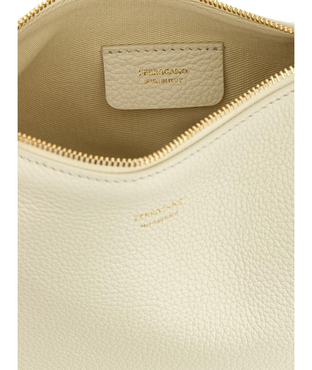 FERRAGAMO Бежевая кожаная сумка с короткими ручками, фото 4