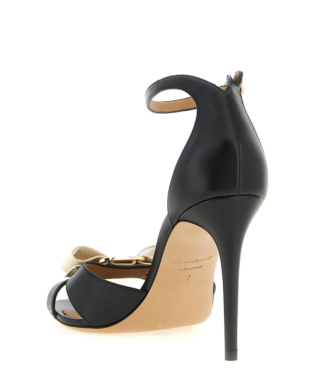 FERRAGAMO Черные кожаные босоножки, фото 3