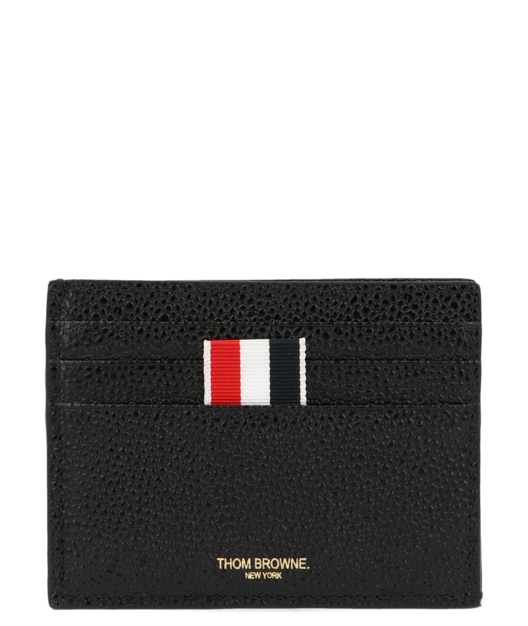 THOM BROWNE Черный кожаный кардхолдер, фото 1