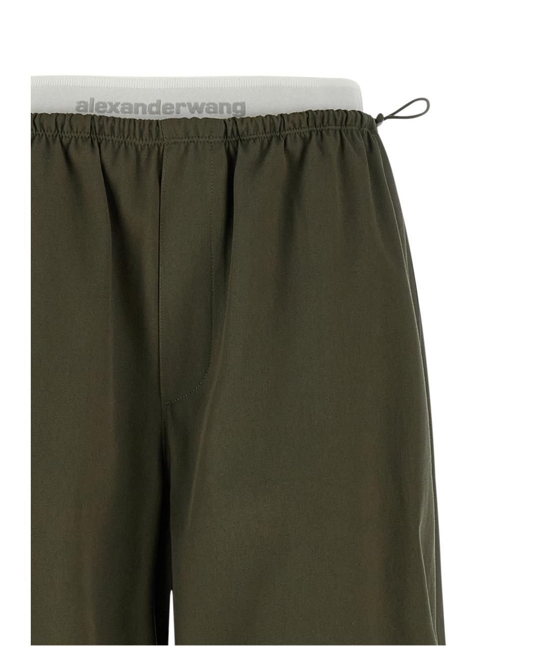ALEXANDER WANG Зеленые хлопковые прямые брюки, фото 3