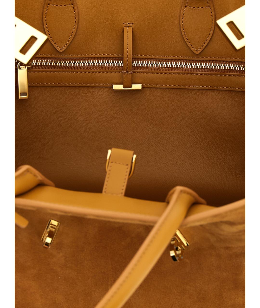 FERRAGAMO Коричневая замшевая сумка тоут, фото 4