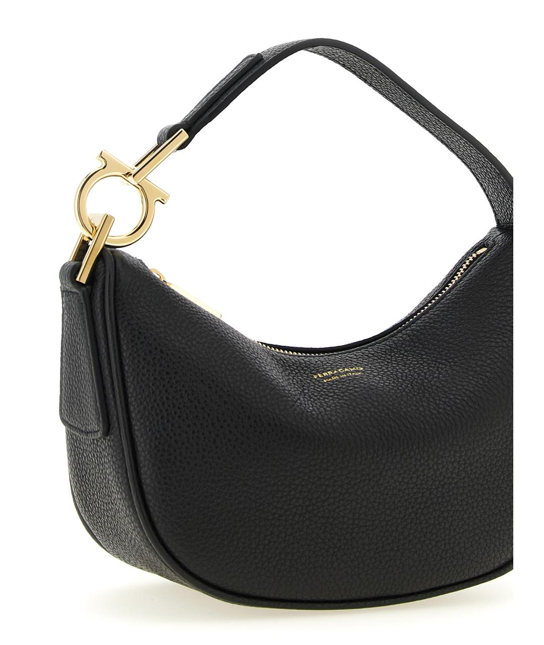 FERRAGAMO Черная кожаная сумка с короткими ручками, фото 3