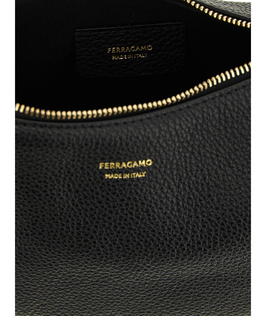 FERRAGAMO Черная кожаная сумка с короткими ручками, фото 4
