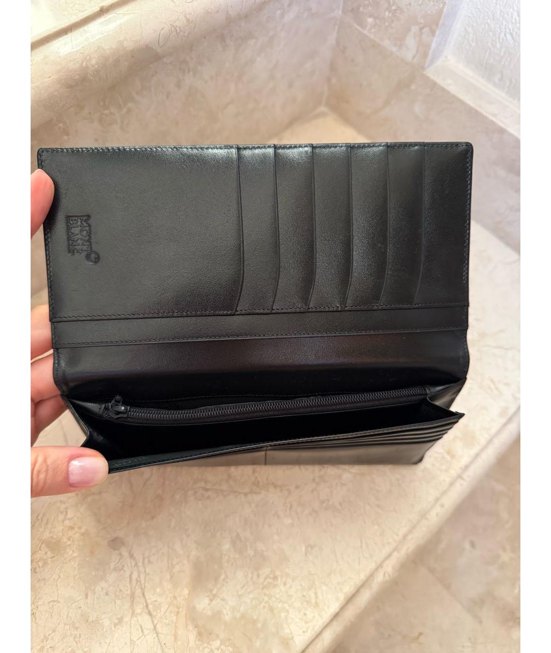 MONTBLANC Черный кожаный кошелек, фото 4