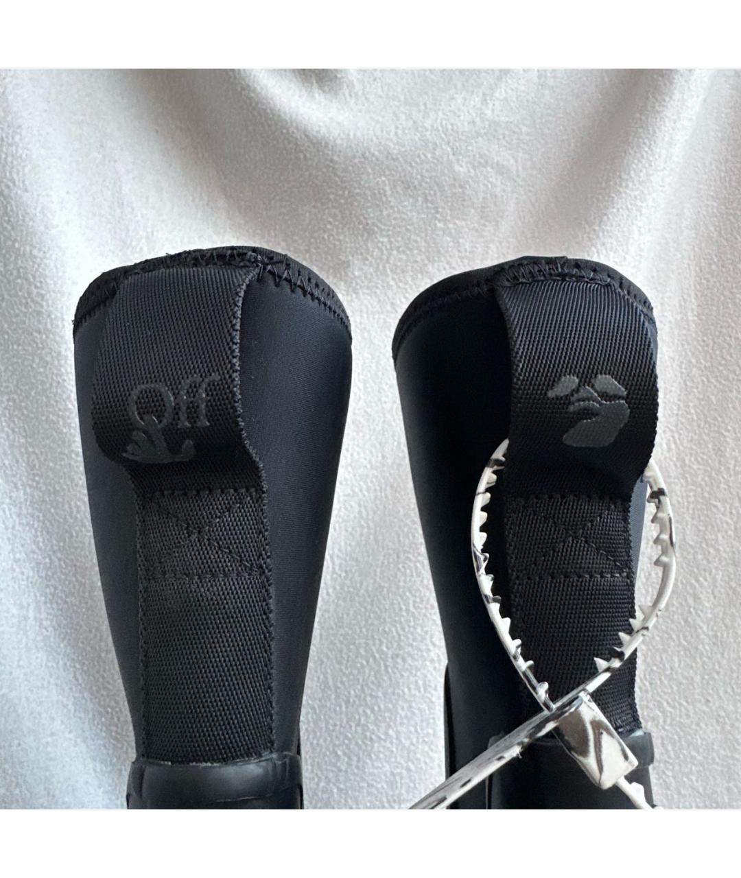 OFF-WHITE Черные резиновые высокие ботинки, фото 4