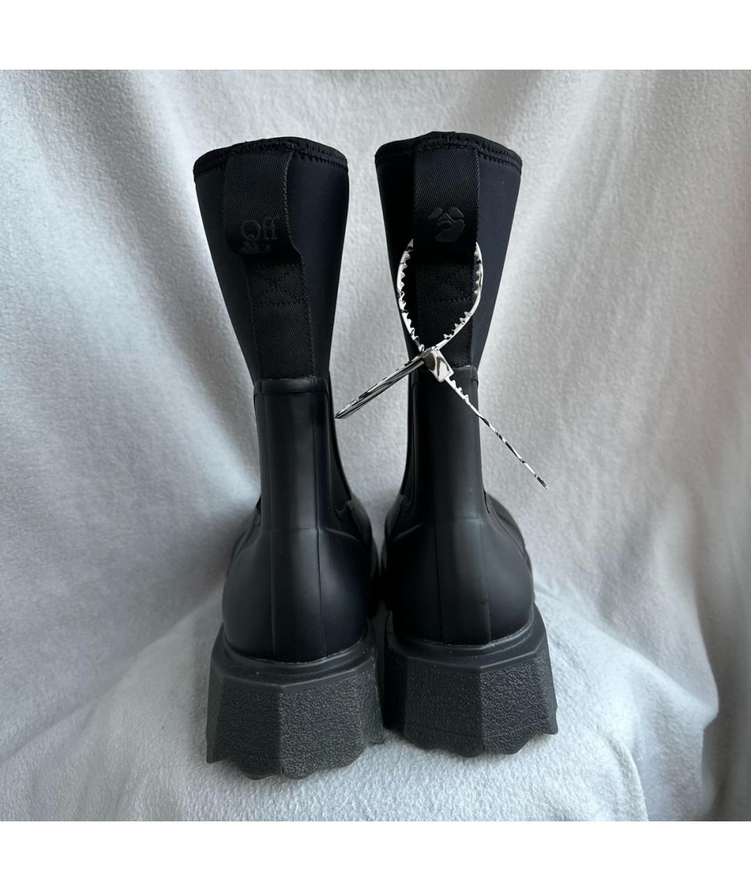OFF-WHITE Черные резиновые высокие ботинки, фото 3