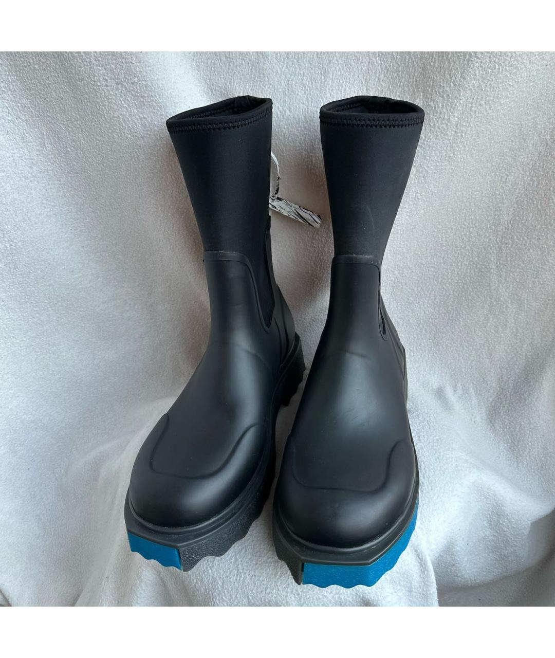 OFF-WHITE Черные резиновые высокие ботинки, фото 2