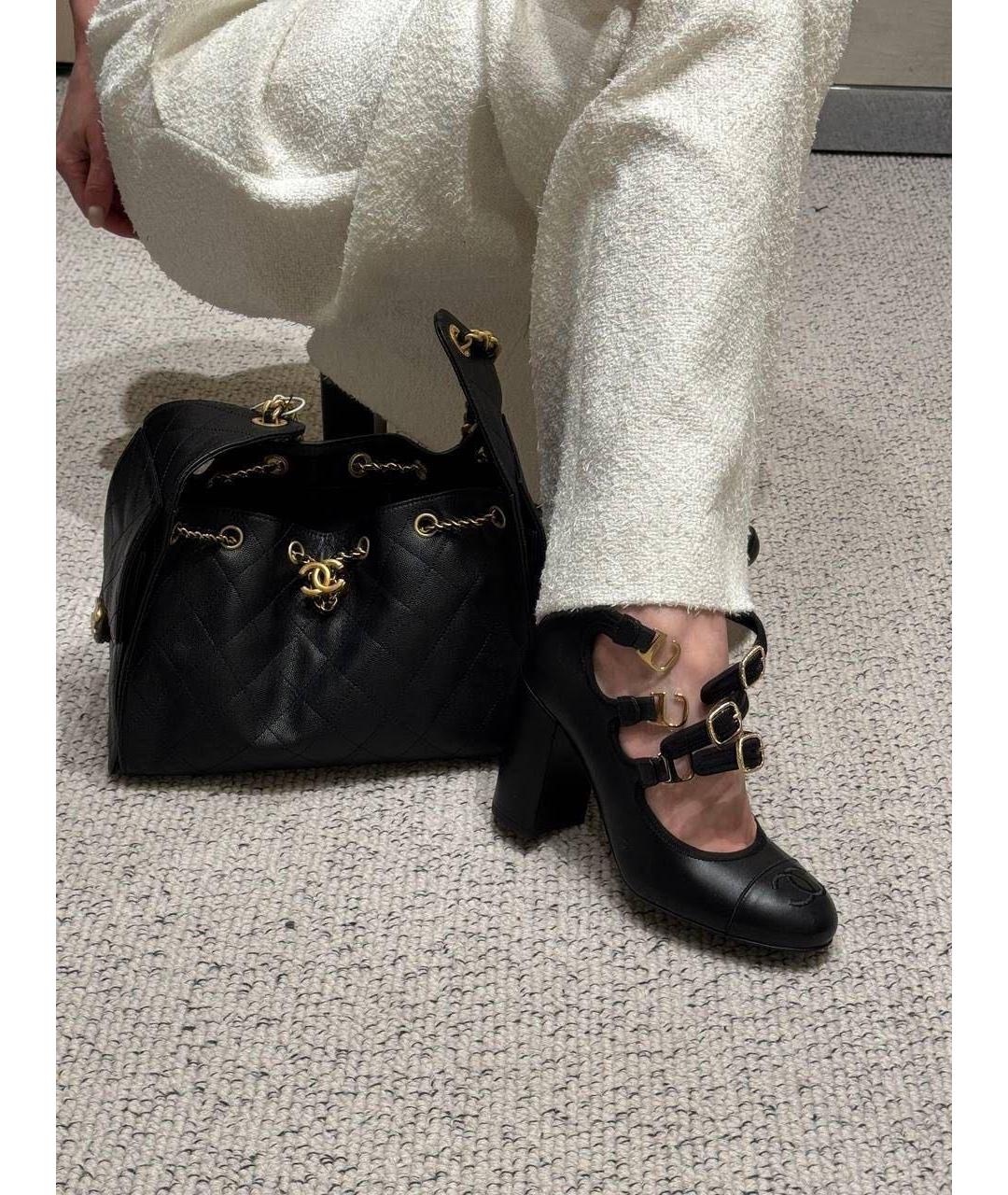 CHANEL Черные кожаные туфли, фото 3