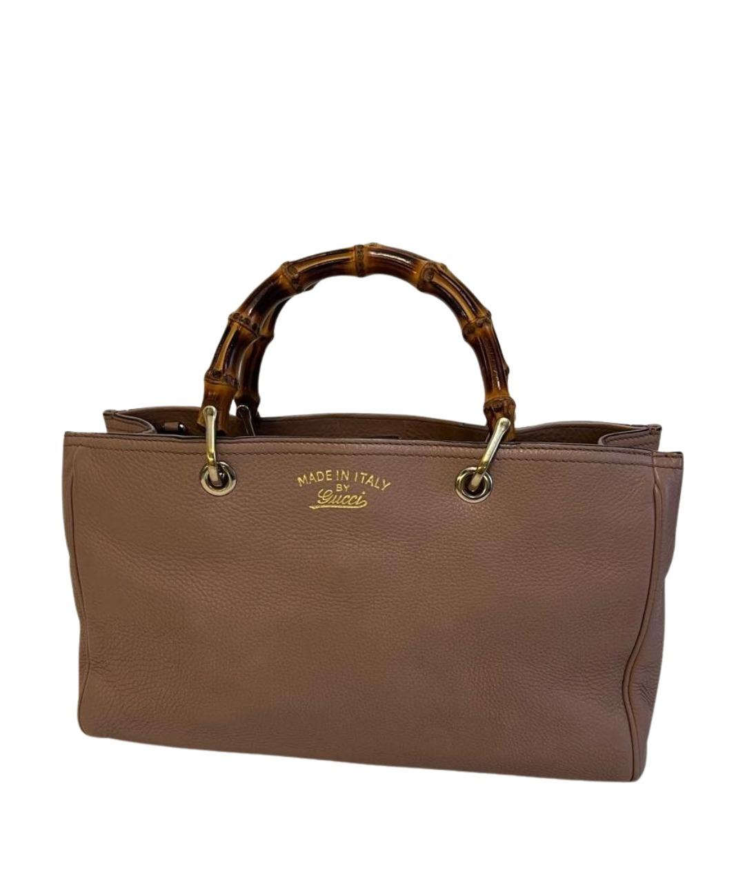 GUCCI Бежевая кожаная сумка с короткими ручками, фото 1