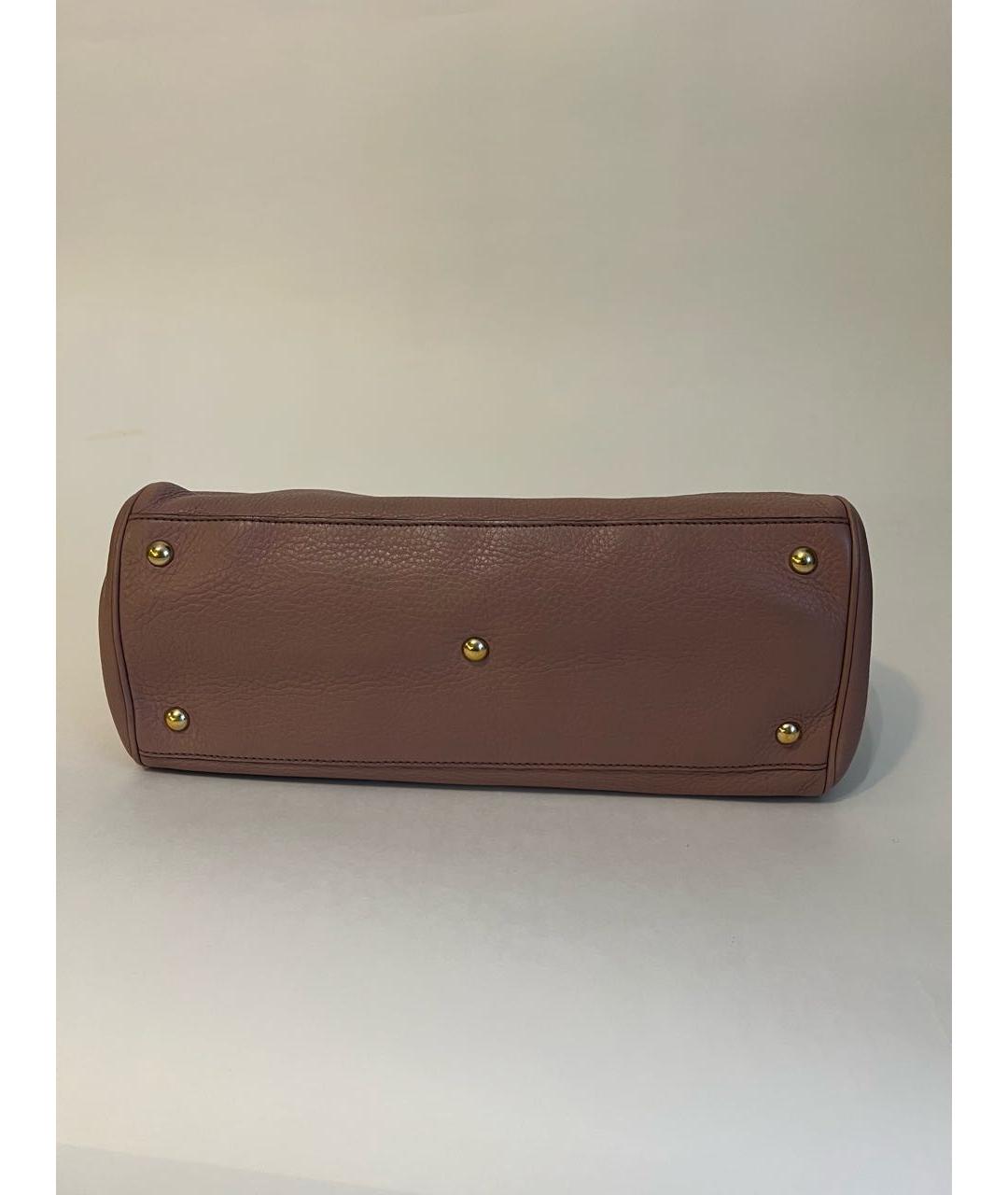 GUCCI Бежевая кожаная сумка с короткими ручками, фото 5