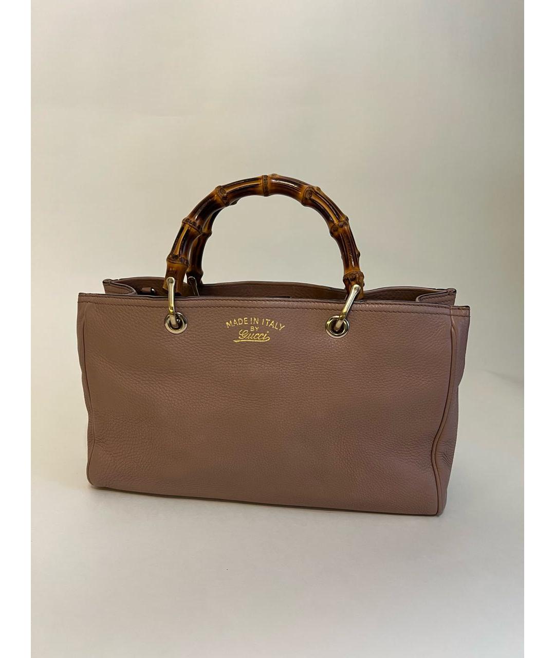 GUCCI Бежевая кожаная сумка с короткими ручками, фото 9