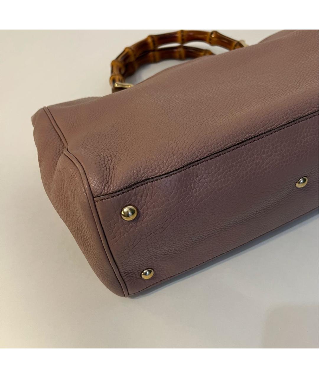 GUCCI Бежевая кожаная сумка с короткими ручками, фото 4