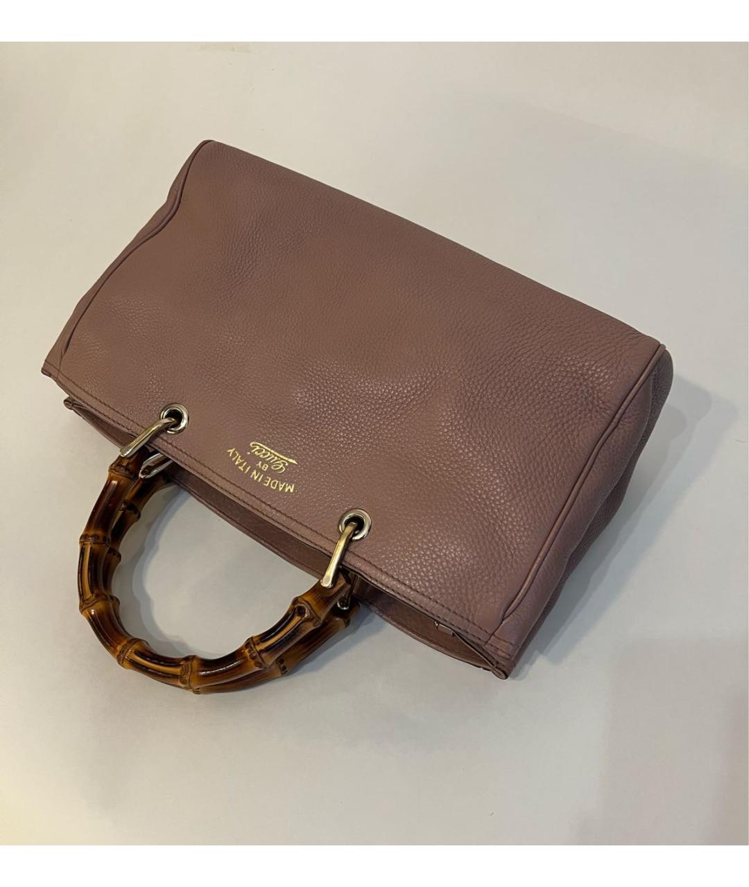 GUCCI Бежевая кожаная сумка с короткими ручками, фото 2